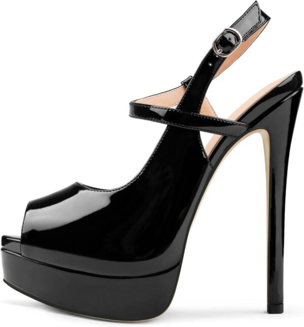 Slingback Shoes Peep Toe Platforms 6 inch Heels Bride Party Pumps