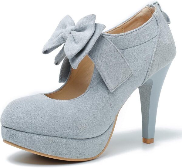 Bow Heels Mary Jane High Heel Closed Toe Platform Vintage Dress Pumps